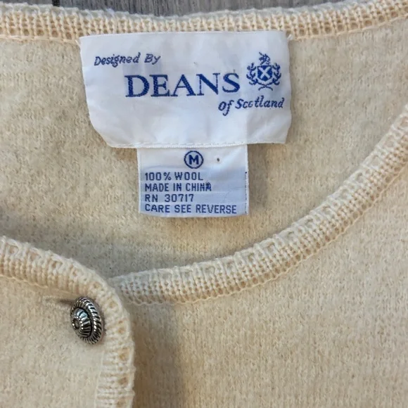 Vintage 100 Wool Cream Deans of Scotland Jacket Size Medium - Picture 3 of 9